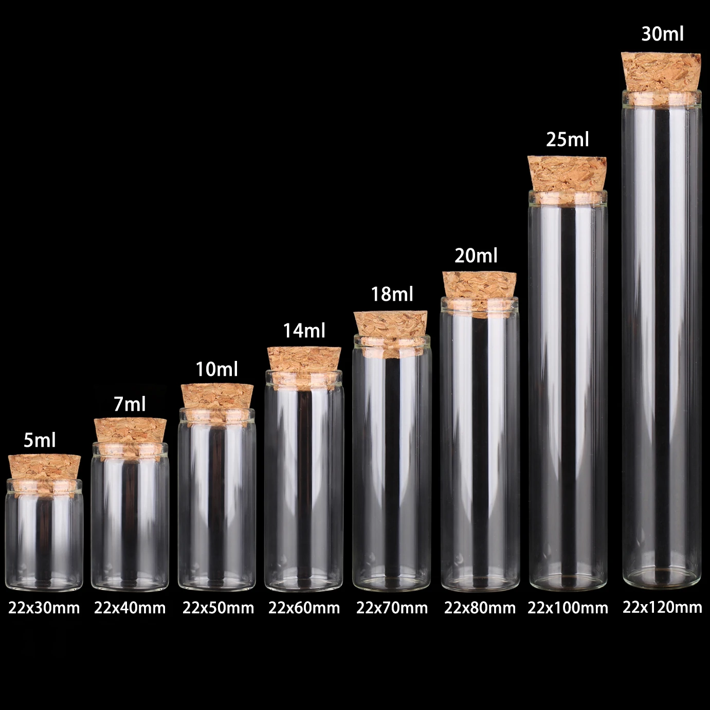 50 Pieces Diameter 22mm Test Tubes with Cork Stopper Glass Bottles Terrarium Glass Jars Vials DIY Wedding Crafts Favors 2