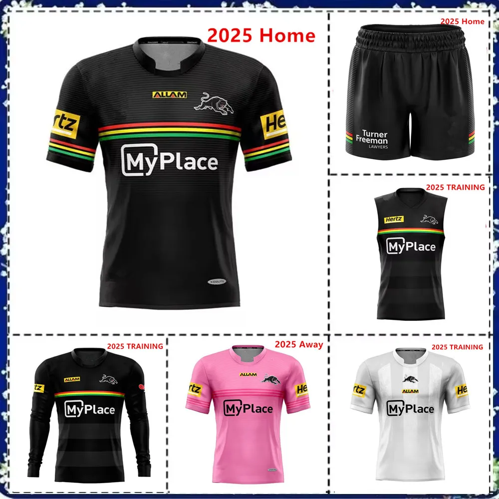 Rugby Jersey PENRITH PANTHERS HOME RUGBY JERSEY PANTHERS Men's Long Sleeve Training Shirt SINGLET