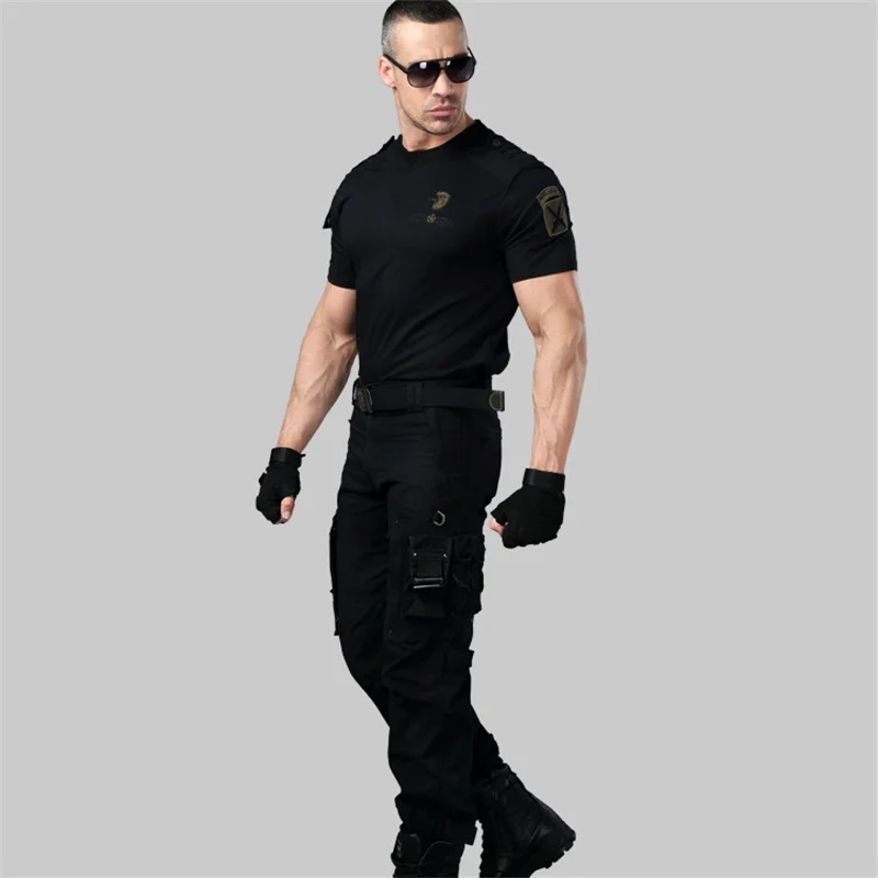 

Allied Special Outdoor Training Field Casual Cotton Round Neck Tactical Air Force Assault Team Short Sleeve T-shirt And Pants