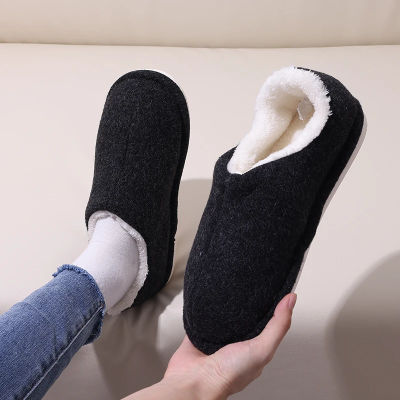 Comwarm Winter Fur Fluffy Slippers Women Winter Fluffy Non-Slip House Shoes Indoor Warm Plush Home Slippers Casual Furry Shoes