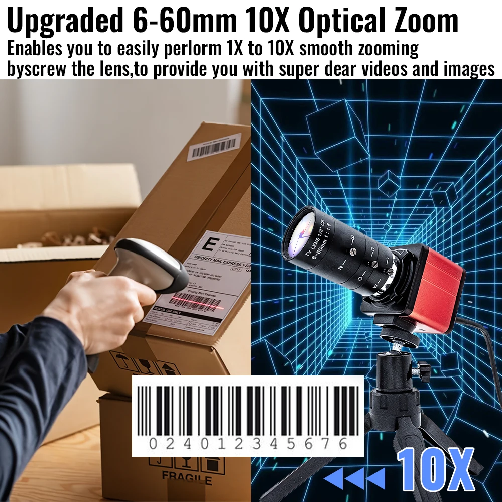 Global Shutter USB Camera 1080P 90FPS Industrial Metal Box With 5-100mm Varifoca