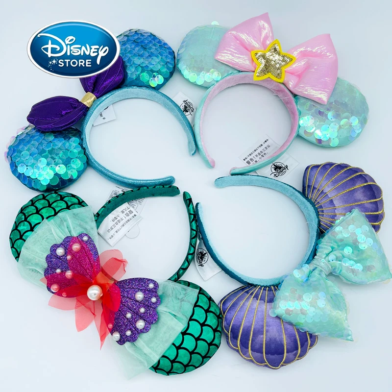 Disney Mermaid Headband Ariel Headband Cosplay Hairband Women Sequin Pearls Headband Gift Mickey