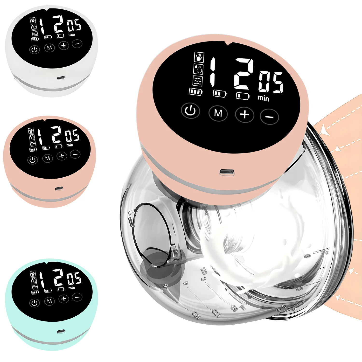 Electric Breast Pump Wearable Hands Free 3 Modes 9 Levels of Suction 180ML Capacity