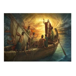 Christian Faith & Spiritual Inspiration: Jesus and the Samaritan Woman Canvas Art - 40x60cm No Frame (PURPLE)