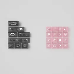 URE Pink Lolita Style Cherry Profile PBT Dye Sublimation Keycaps (Pink - PC - 26 Keys)