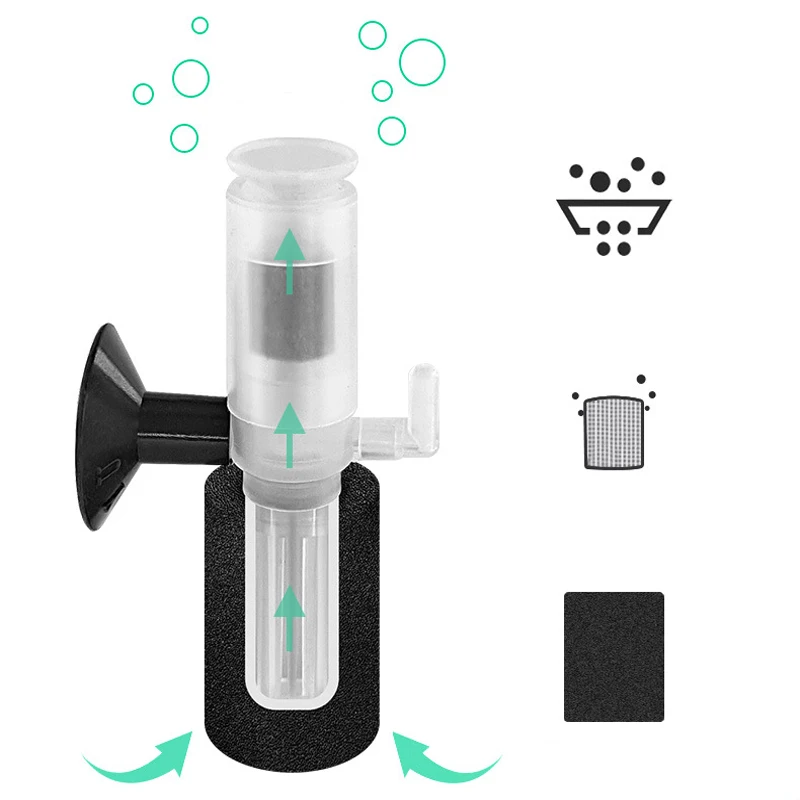 Aquarium Multilayer Media Durable Filter Fish Tank Mini Filter Biochemical Sponge Internal Purifier for Increase Oxygen Gas Pump 4