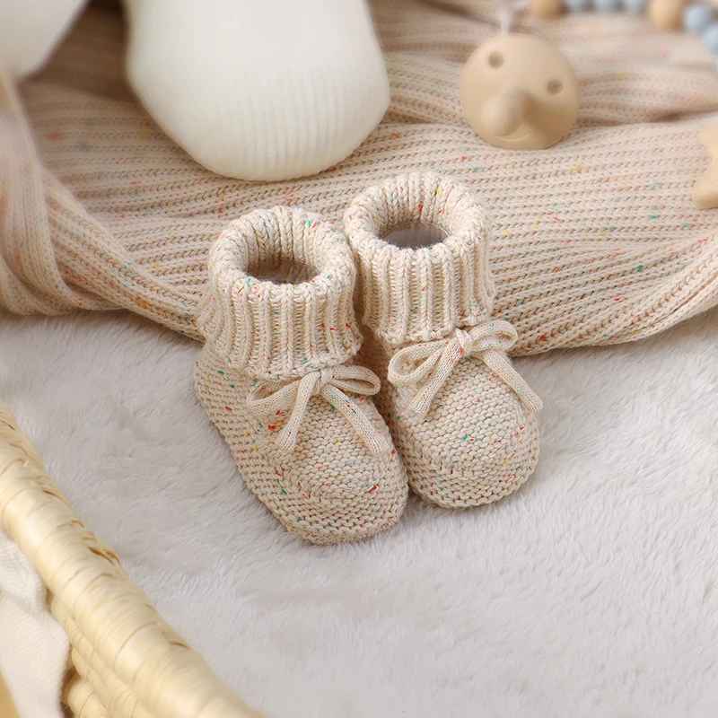 Cozy Knit Baby First Walkers with Bowknot and Soft Non-Slip Soles