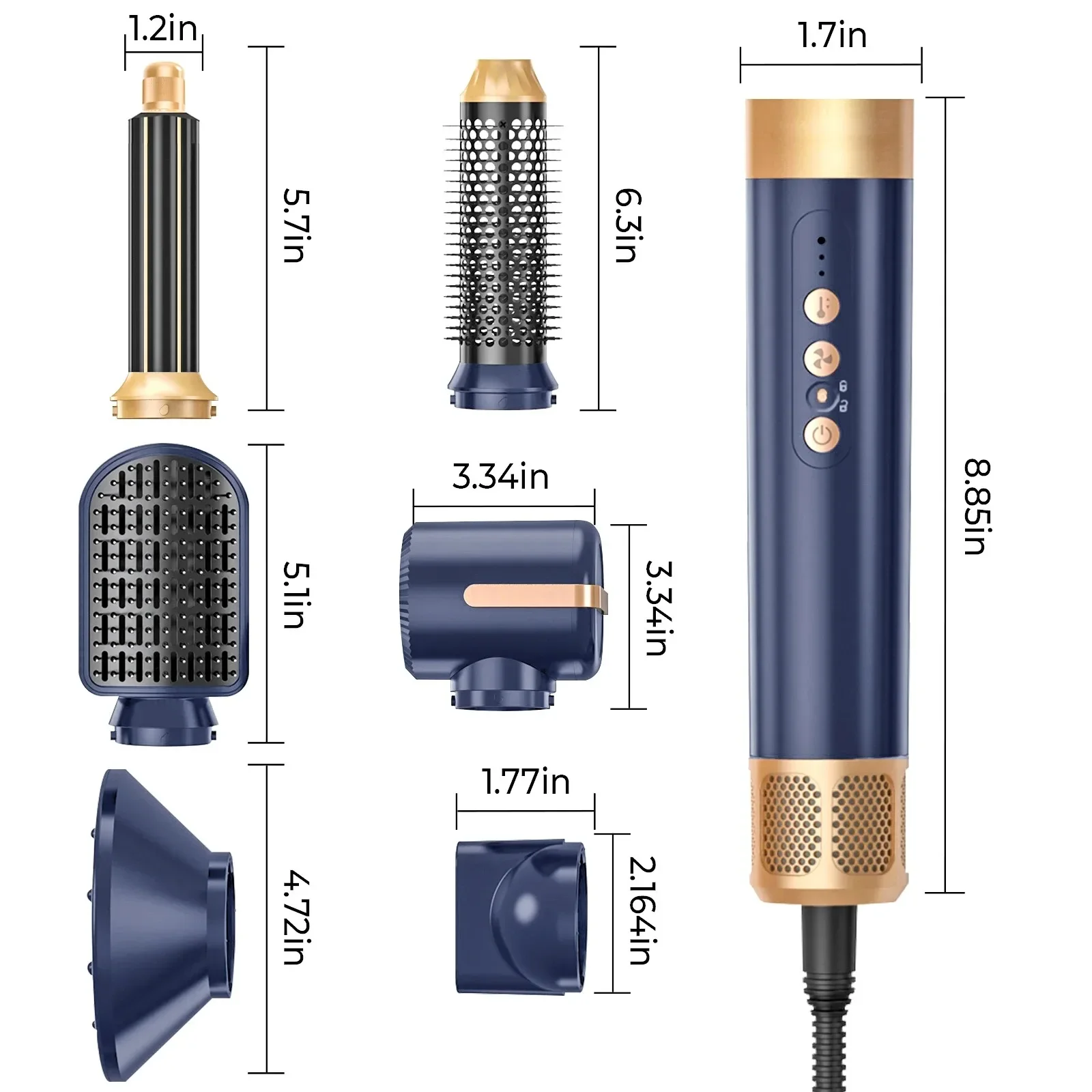 Professional 7 in 1 Hair Dryer 11000RPM High Speed Blow Dryer Hair Strighter Hot Air Styling Tools Set Hair Curler Salon /Barber 3