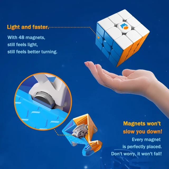 GAN Monster Go 3×3 Speedcube Magnetic Magic Cube 48 Magnet 3x3x3 Speed Puzzle Children's Fidget Toy 3x3 Professional Cubo Magico 3
