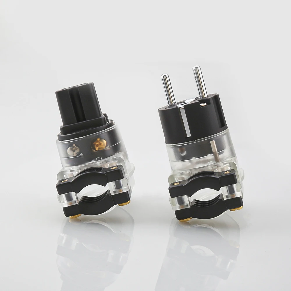 HiFi IEC C13 암 소켓 로듐 도금 전원 커넥터 Schuko 플러그 DIY 전원 케이블 어댑터용 L자형 직각 EU 플러그