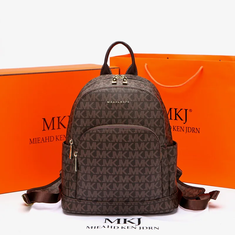 

MKJ Luxurious Women Big Capacity Leather Backpack Fashion Anti-theft Shoulder School Bags For Girls Quality Female Travel Bag