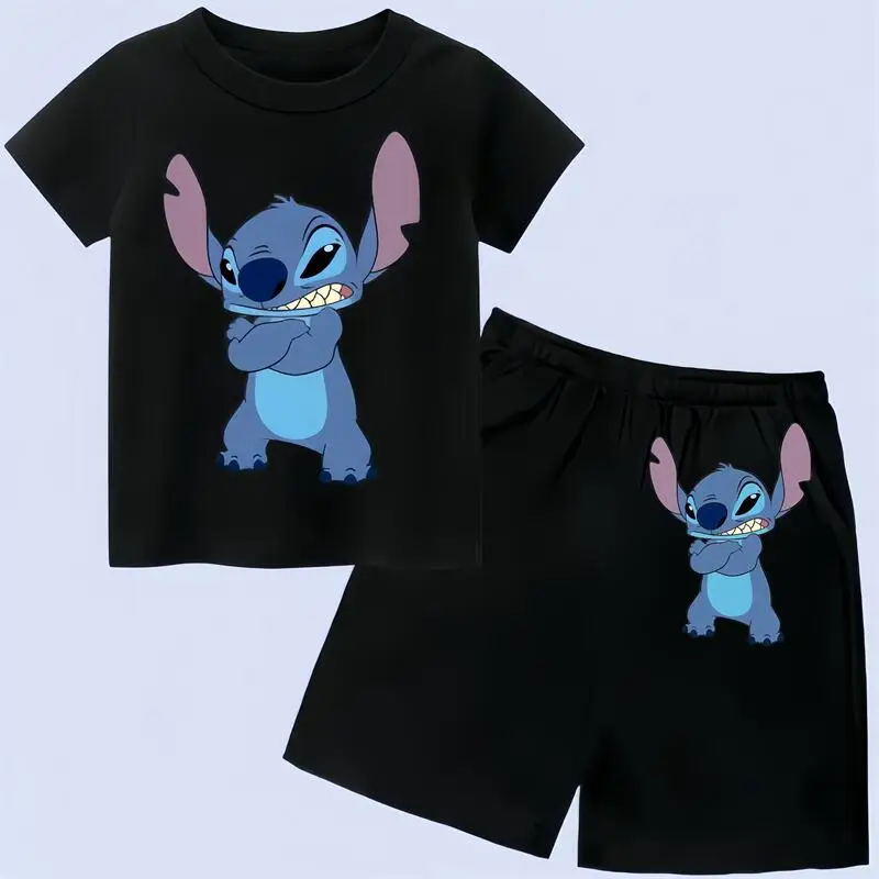

Stitch Unisex Cartoon Children's Set Summer Boys and Girls T-shirt Shorts