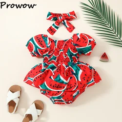 Prowow Red Watermelon Baby Girls Clothes Smocked Bodysuit For Newborns Infants One-Pieces Girls Summer 2024 Clothing