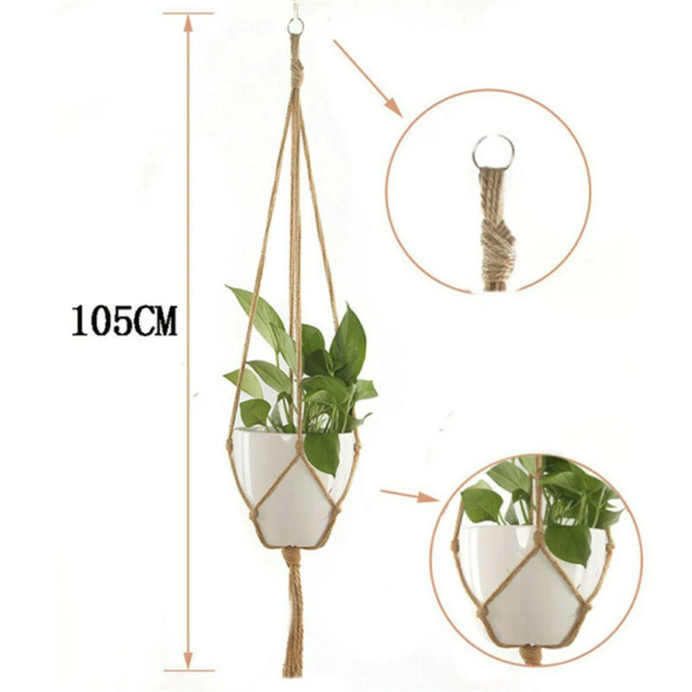 

6Pcs Gardening Sling Hand-Woven Natural Fine Twine Flower Pot Pocket Outdoor Pot Holder Flower Garden Decroation