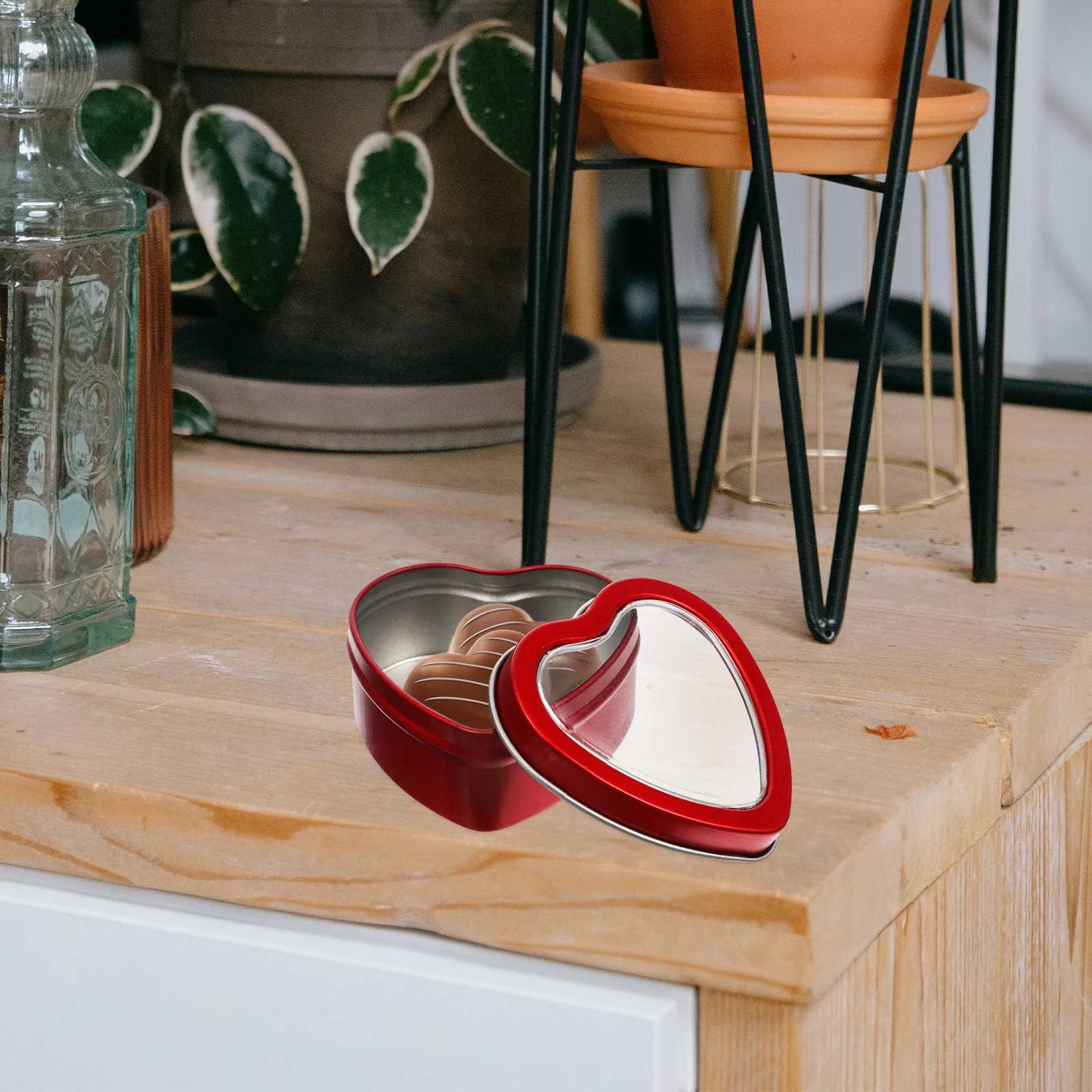 

Heart Shaped Candle Tin with Clear View Window Lids for Candies, Gifts & Treasures