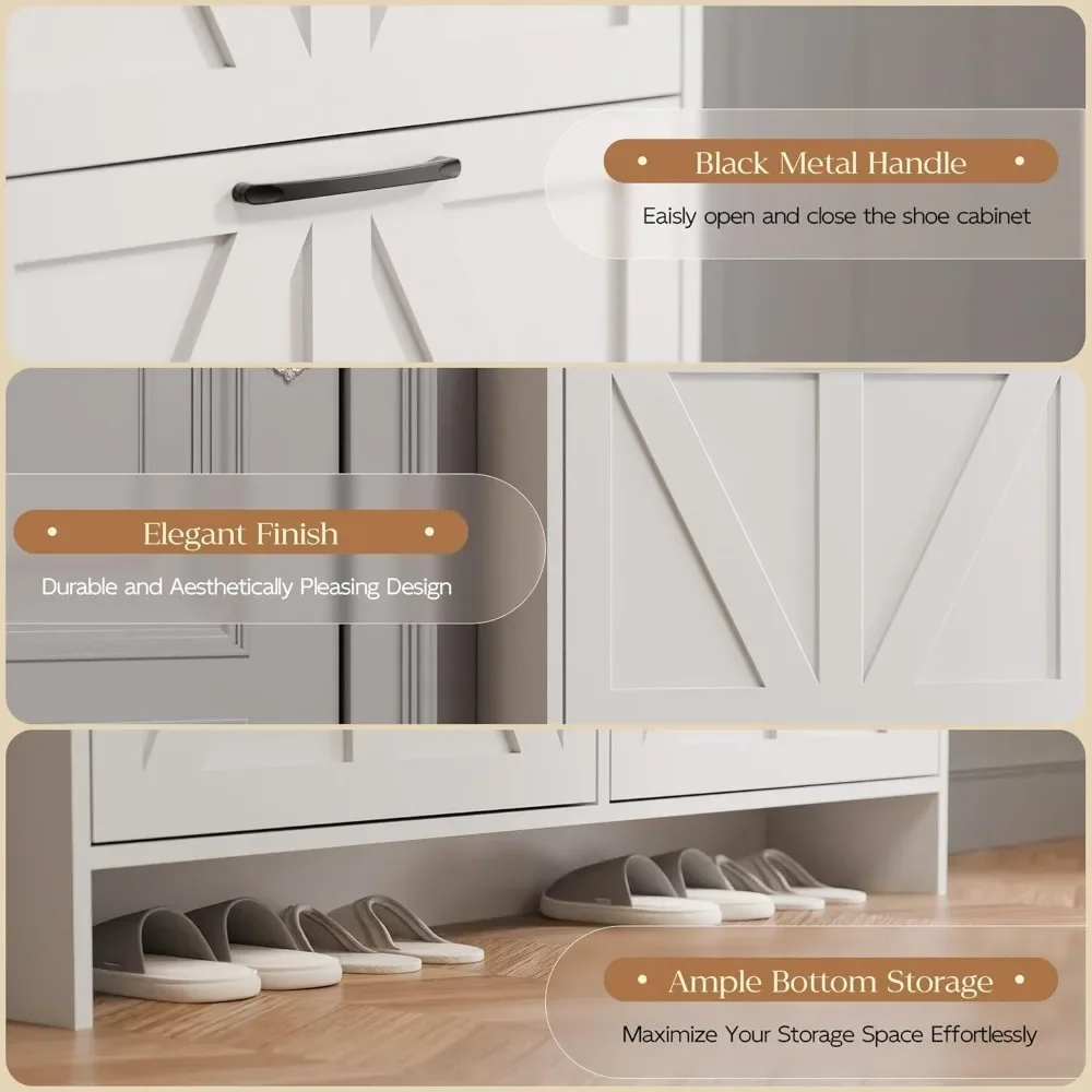 Shoe Storage Cabinet with Drawers, Freestanding Shoe Cabinet, Shoe Organizer with Wood Legs for Entryway,Living Room - Image 5