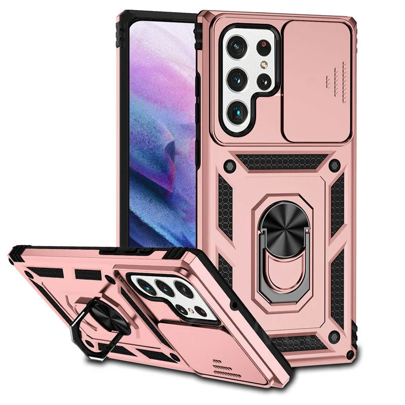 Trượt Ống Kính Máy Ảnh Bảo Vệ Ốp Lưng Dành Cho Samsung Galaxy Samsung Galaxy S22 S21 S20 FE Cực A12 A52 A72 A32 A13 A53 S10 plus Chống Sốc Armor kawaii phone cases samsung Cases For Samsung