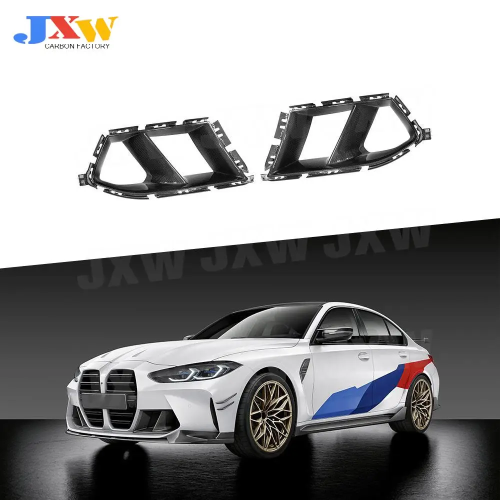 

Dry Carbon Fiber Front Bumper Air Vent Cover Trim For BMW 3 Series 4 Series G80 G82 G83 M3 M4 2021+ Foglamp Mesh Grill