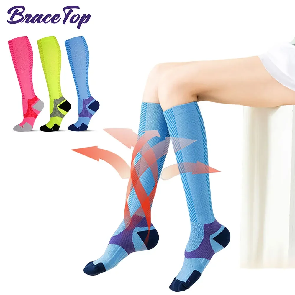 1 Pair Compression Stockings Blood Circulation Promotion Slimming Compression Socks Anti Fatigue Comfortable Solid Color Socks