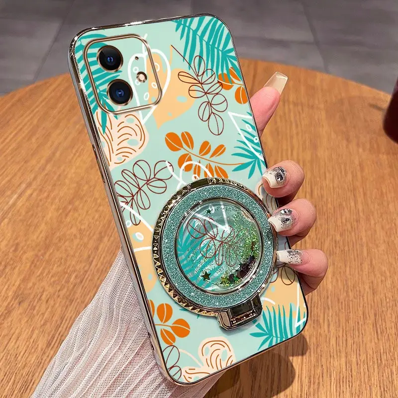 Elegant Leaf Design Plating Phone Case Cover