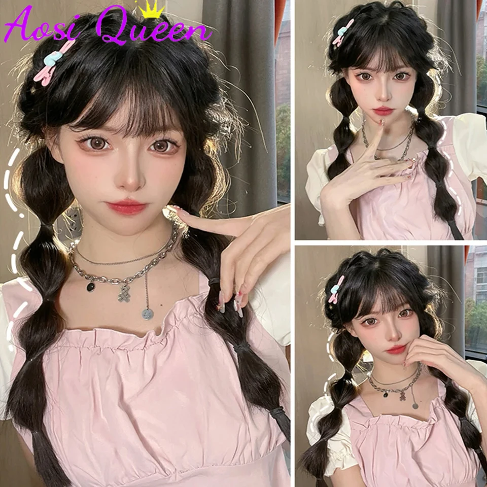 Synthetic hair fiber heat-resistant ring ponytail bubble ponytail wig clip-on hair extension wig