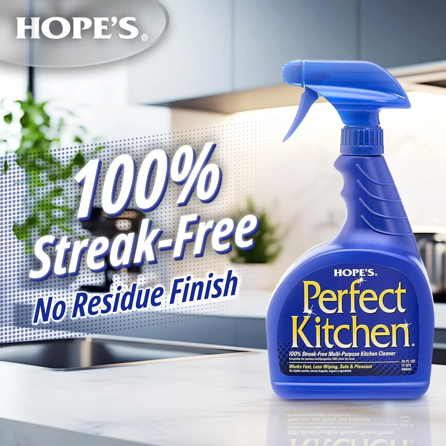 Perfect Kitchen Cleaner Spray - 32 Oz No-Residue All Purpose Cleaning Spray - Multisurface Degreaser for Counters, Stoves