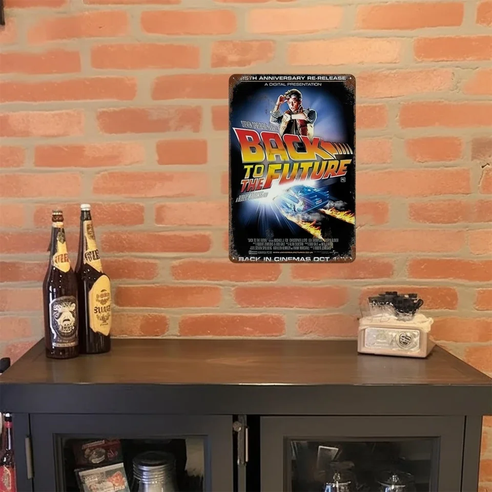Plaque décorative vintage en métal, films Retour vers le futur, décor rétro pour la maison, bar, club  15