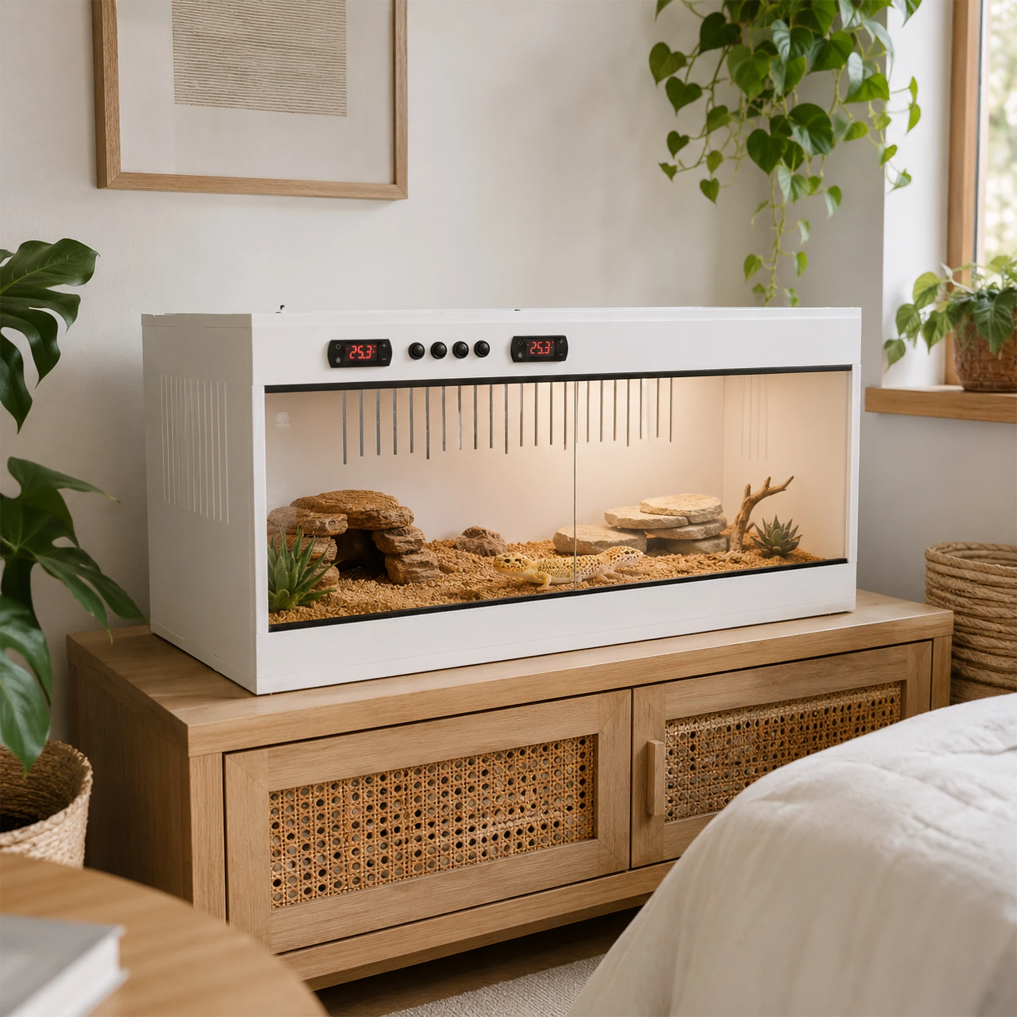 Reptile Terrarium, PVC Enclosure, Stackable Reptile Enclosure Tempered Glass Bearded Dragon Tank, for Amphibians Reptilians Arachnids Pets Habitat 1