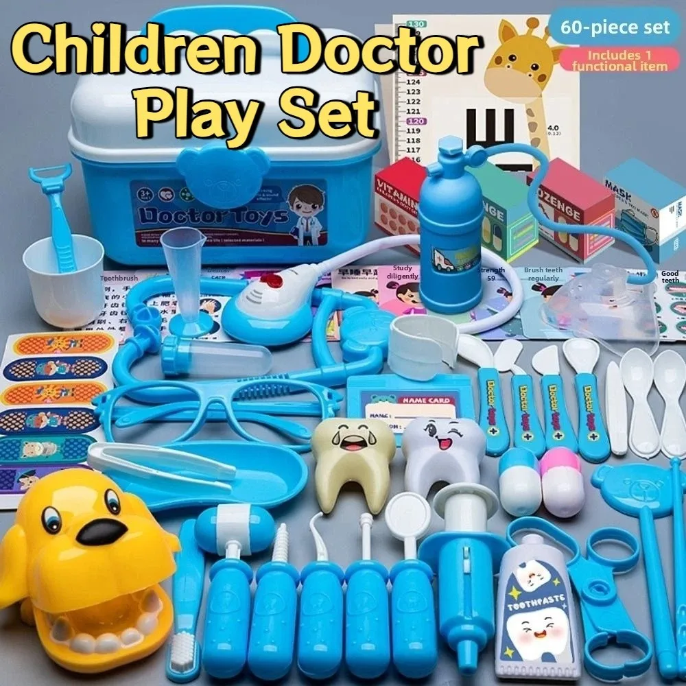 Creative Children Doctor Play Set Simulation Dentist Interactive Doctor Pretend Role Play Kit Blue/Pink Educational