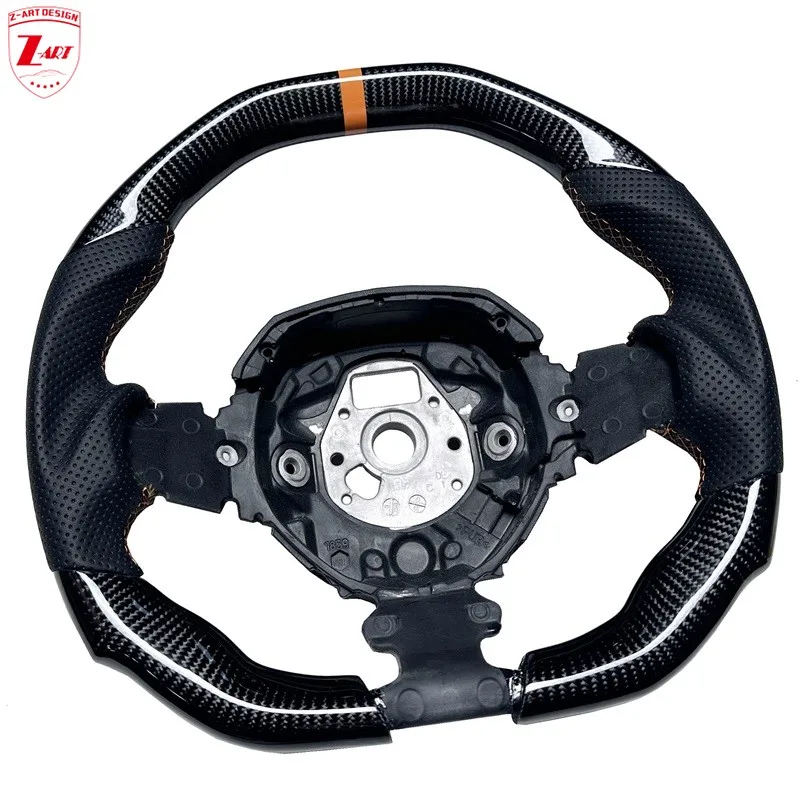 

Z-ART Carbon Fiber Steering Wheel for Lamborghini Aventador LP700 LP720 Aventador S LP740 LP750SV LP770 SVJ With Orange Thread
