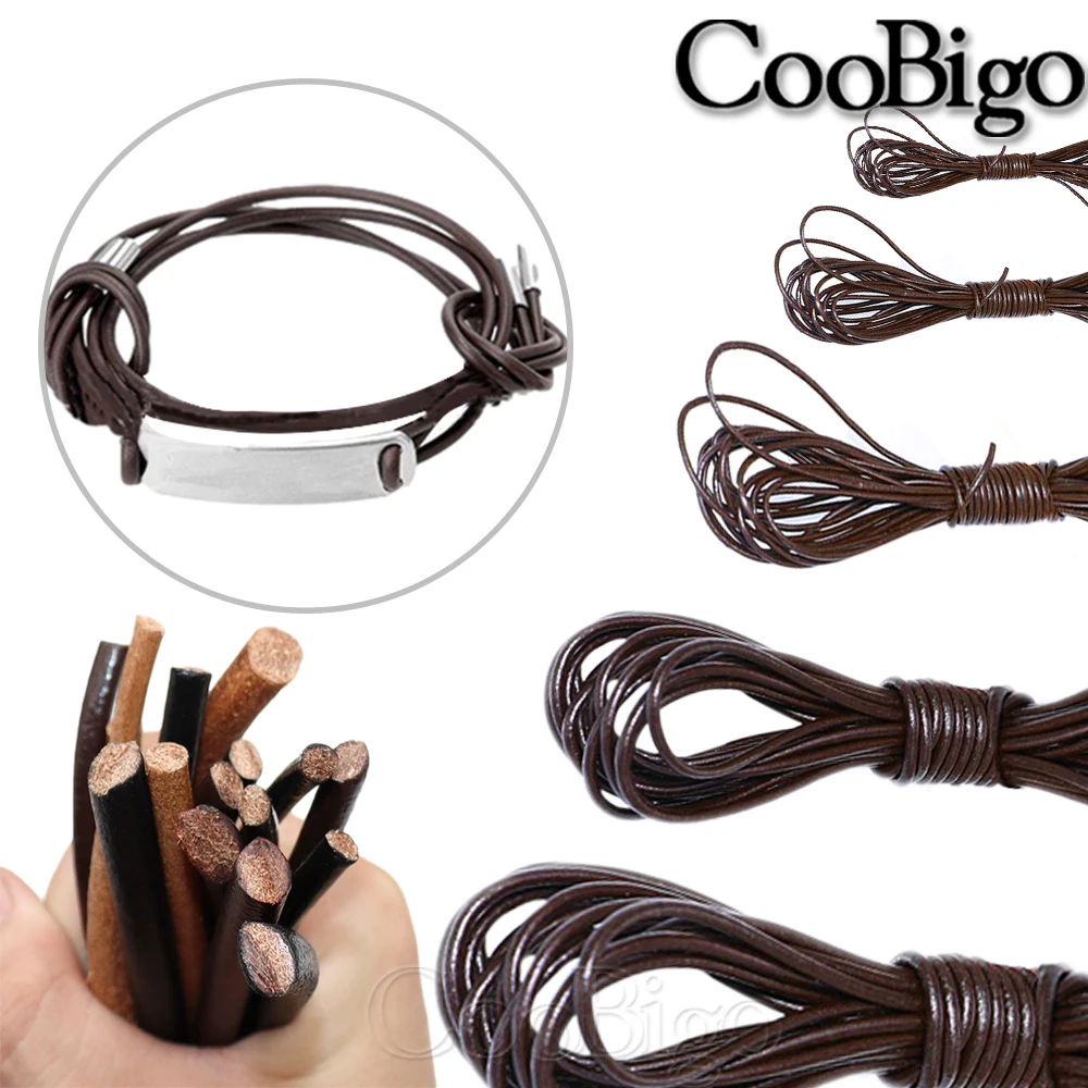 2Meters Retro Genuine Leather Cord Round Cow Leather Rope Necklace Bracelets DIY Jewelry Making Handmade Accessories 1-8mm
