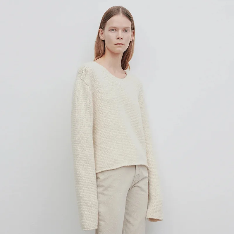 

Women's Long Sleeve Knitted Sweater, Simple Pullover, Casual Design, Commuter Sweatshirt, Y2k, New, Autumn, Winter, 2021