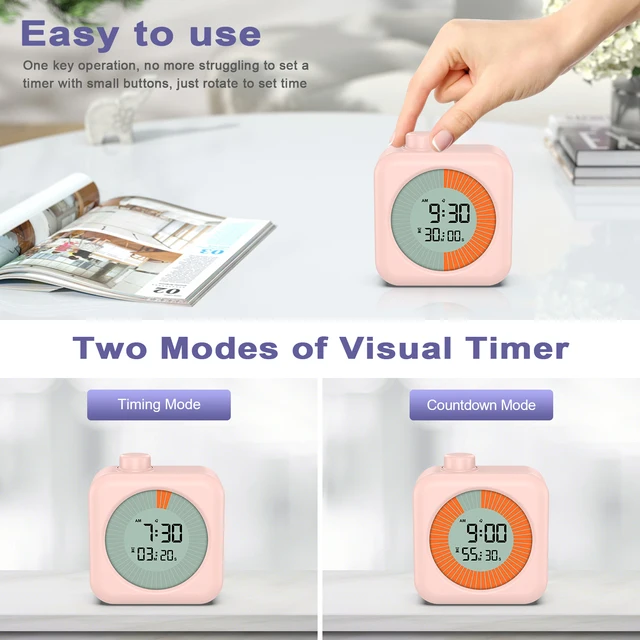 ORIA Digital Visual Timer 3 In 1 Clock with Timer 60-Minute Countdown Stopwatch for Kitchen Cooking Study Teaching 2