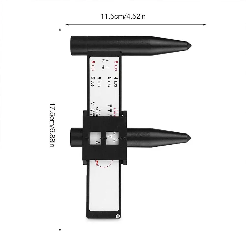 Wheel Stud Bolt Pattern Measuring Tool Sliding PCD Ruler Wheel Rim Bolt Pattern Measuring Caliper for 8 Holes PCD Gauge