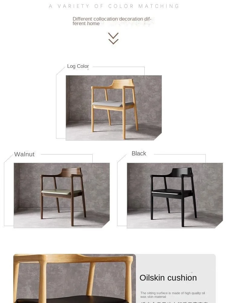 Description Picture 2 of itemJOYLIVE Nordic Solid Wood Dining Chair Light Luxury White Wax Wood Living Room Chairs Modern Simple Leisure Armchair Furniture