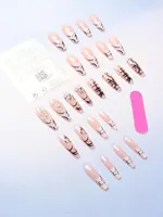 24 PCs Fake Nails with 1 Nail Glue and 1 Nail File 2