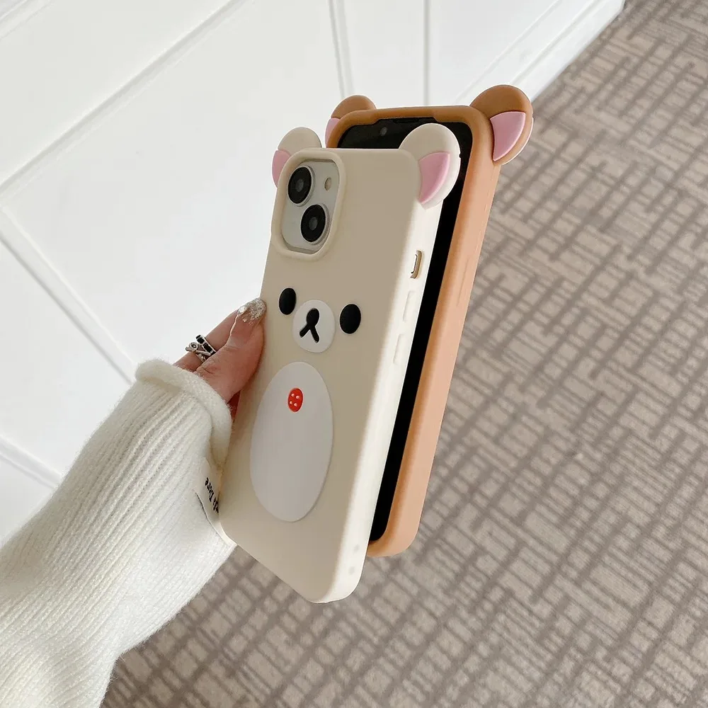 Charming 3D Cartoon Rilakkuma Bear Soft Silicone Phone Case Cover