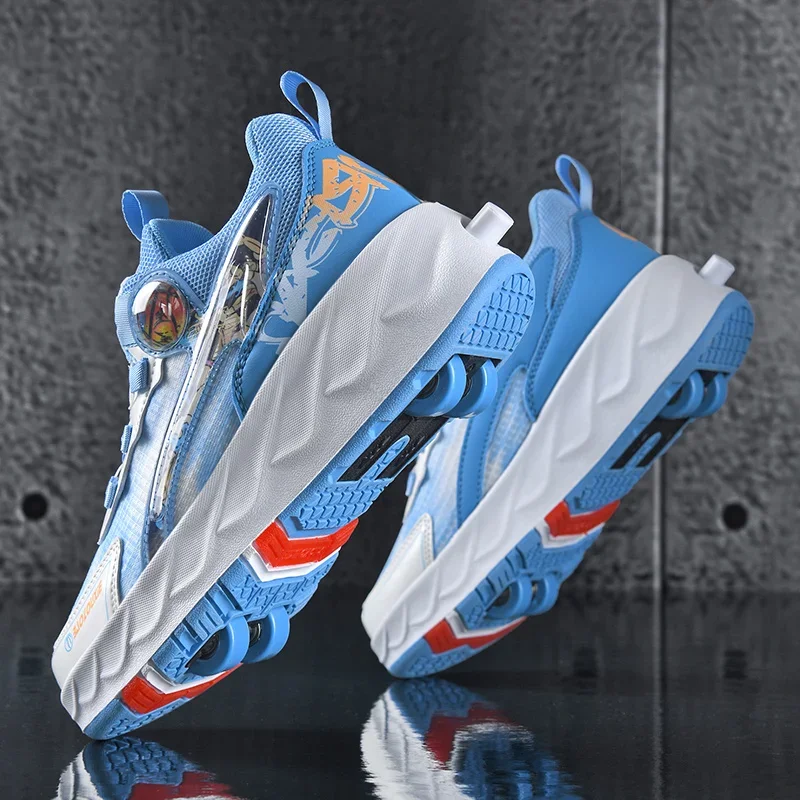 Kids Roller Skate Shoes Casual Outdoor Parkour Detachable With 4 Wheels Boys Girls Fashion Children Deformation Skating Shoes