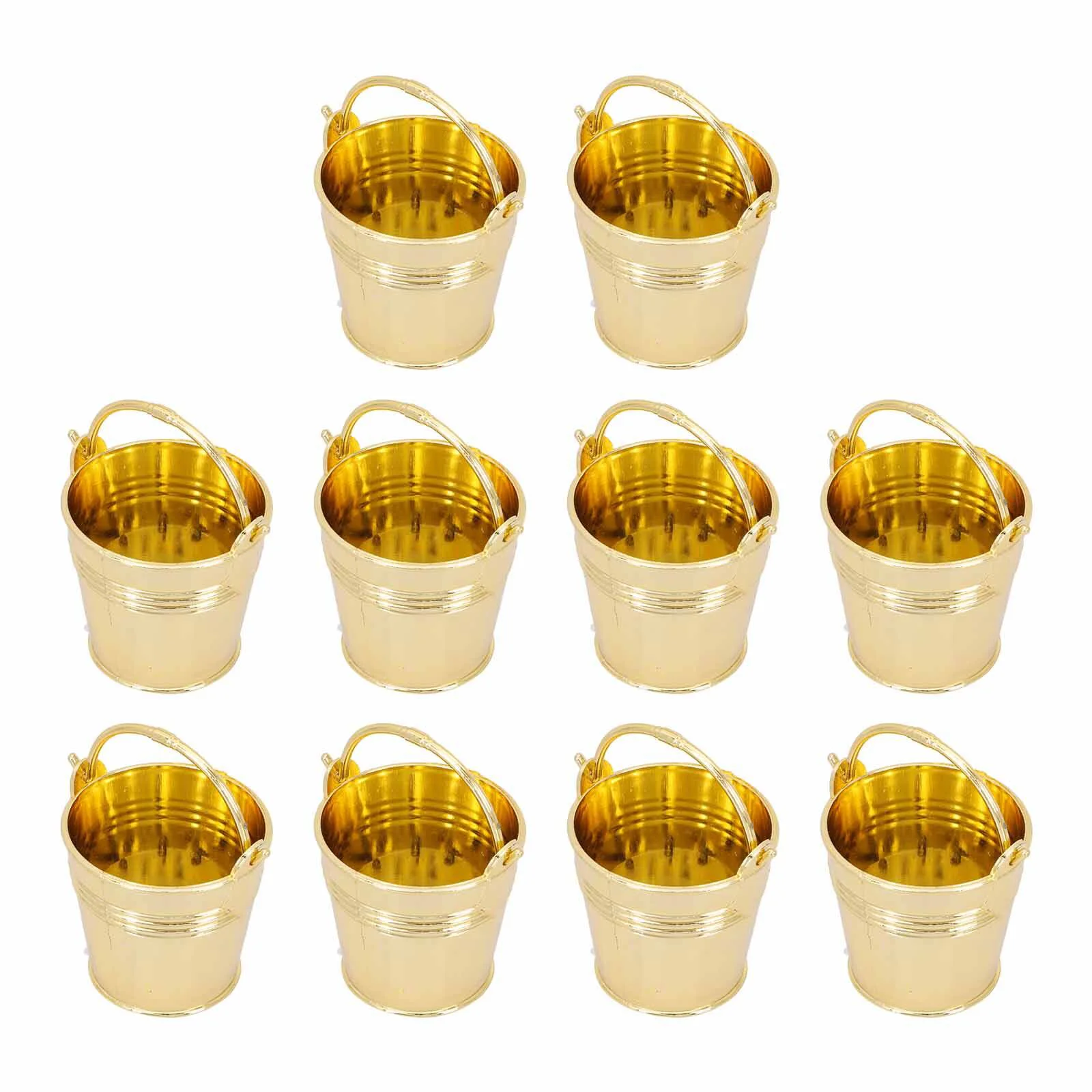 10 Pcs Mini Candles Gifts Bucket Candy Box Festival Buckets 8x5.5cm Container Wedding Golden Metal Party Child