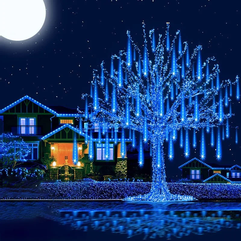 

8 Tubes 30/50cm Outdoor Lights Garland Led Meteor Shower Rain String Lights Festoon Street Garland Ramadan Wedding Party Decor