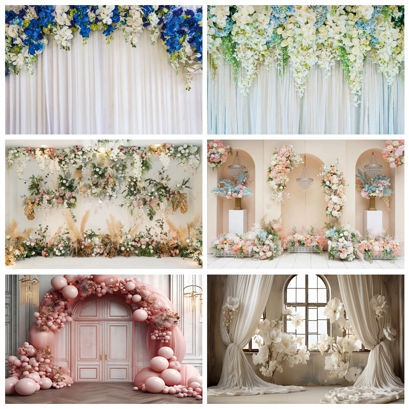 Wedding Flowers Backdrop Bridal Floral Wall White Green Rose Photography Background Romantic Ceremony Decor Party Photo Shoots photo backdrop photo wallpaper party decoration covers