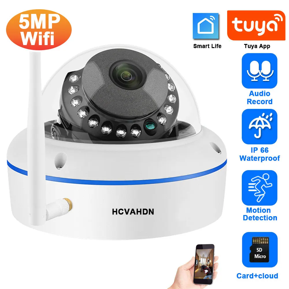 5MP Tuya Smart Wifi IP Security Camera Dome Outdoor Waterproof Wireless CCTV Ceiling Camera Video Surveillance System 1080P P2P