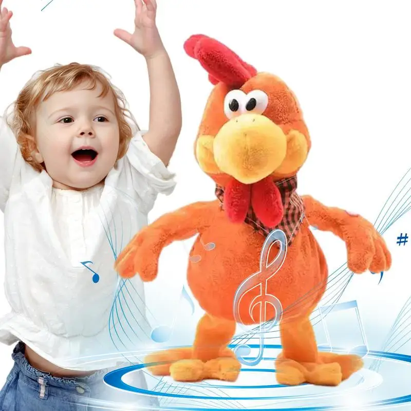 Talking Plush Electric Chicken Musical Plush Toy Funny Crazy Dancing Singing Cock Doll Lovely Rooster Noisy Toys for Children