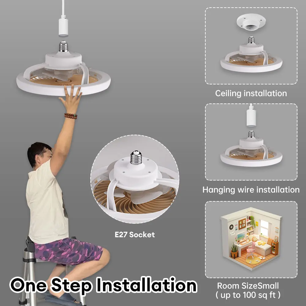 3In1 40w Ceiling Fan With Lighting Lamp E27 Converter Base With Remote Control For Bedroom Living Home Silent Ac85-265v