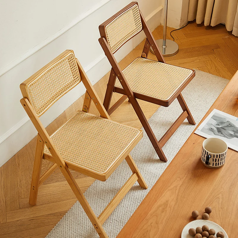 Nowoczesny i prosty składane krzesło do jadalni rattanowe