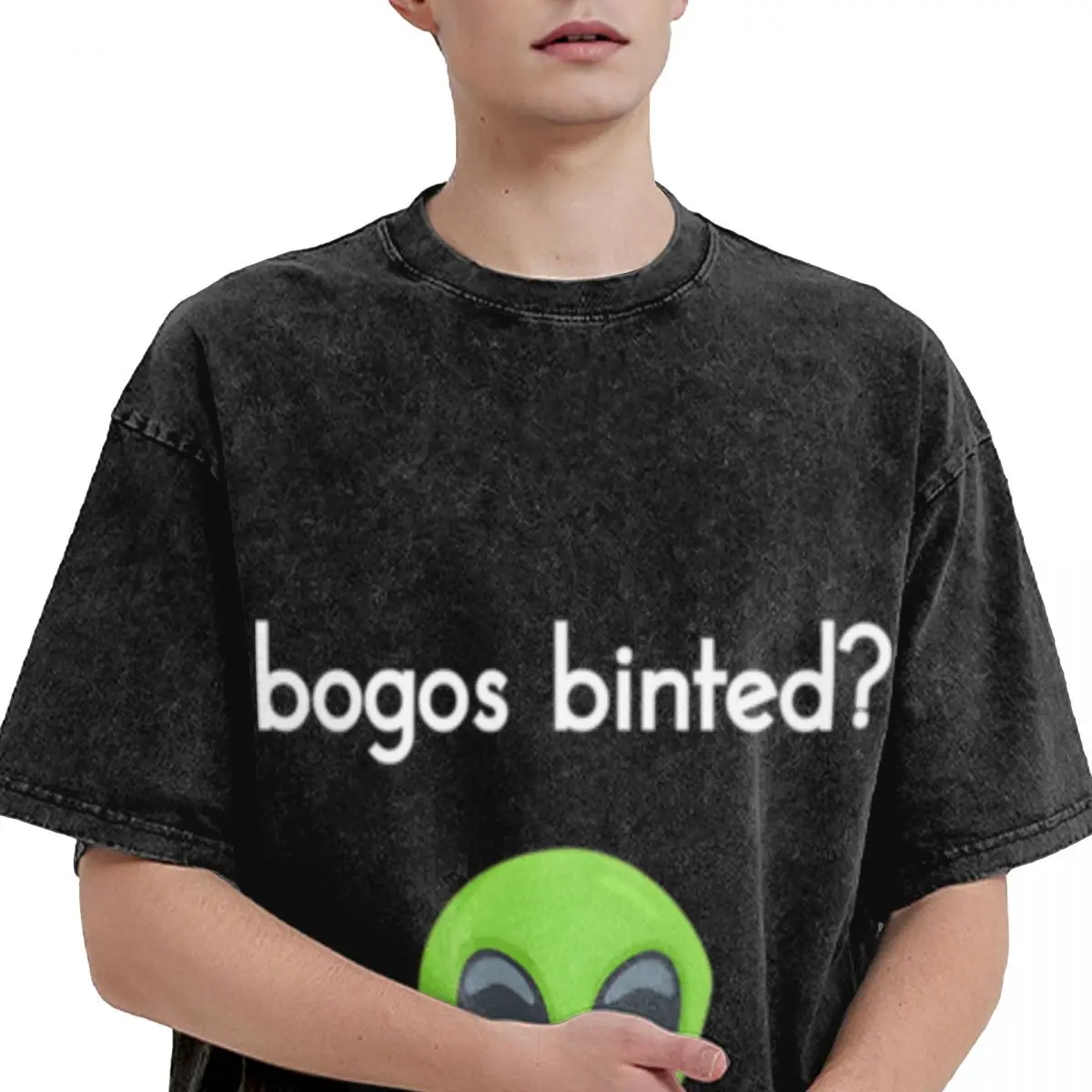 Фото Мужская и женская футболка Bogos Binted (белая), классические потертые футболки, летняя футболка, повседневная одежда №2