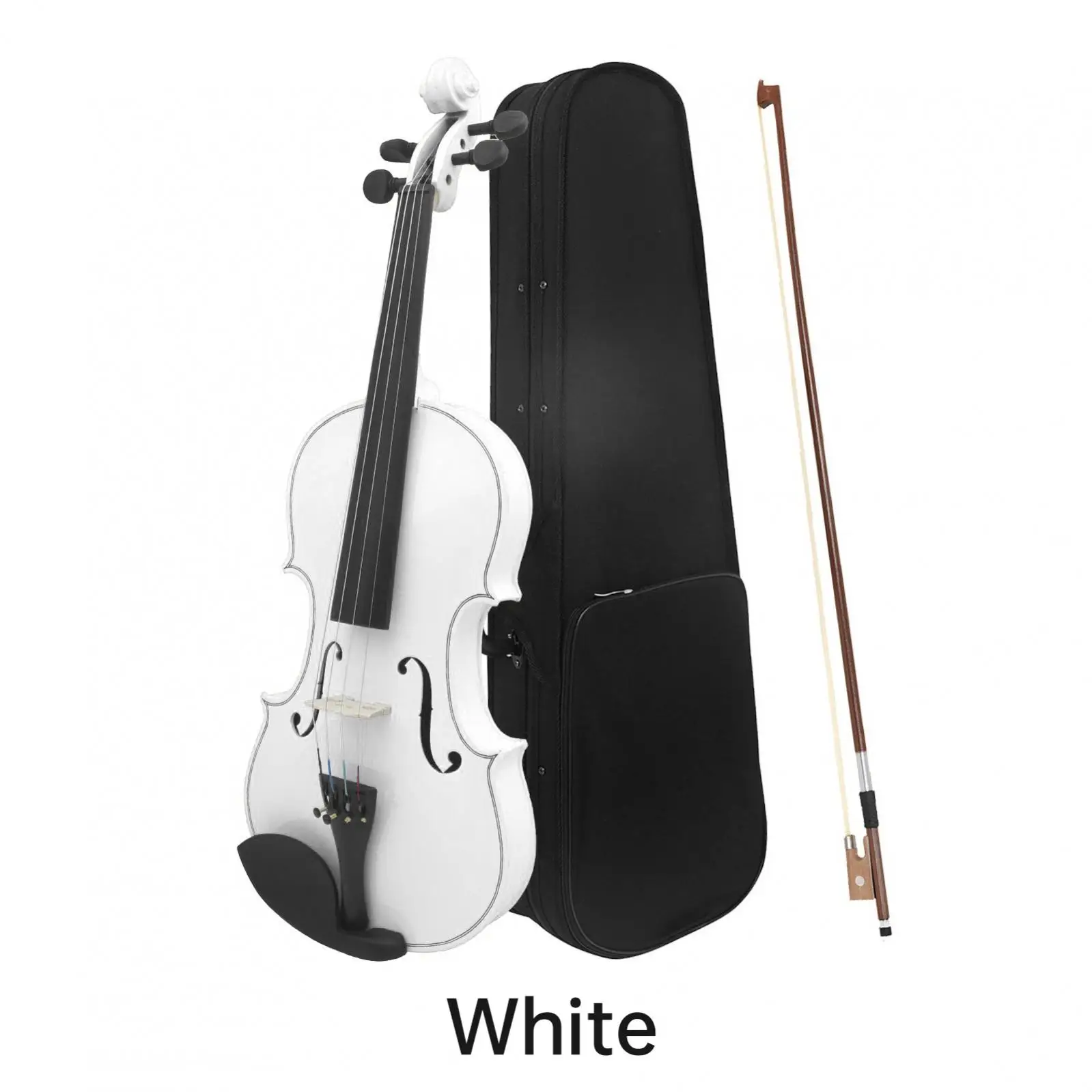 4/4 Full Size Solid Wood Acoustic Violin Violin Beginner with Bow & Case White / Blue / Pink Colors Fiddle