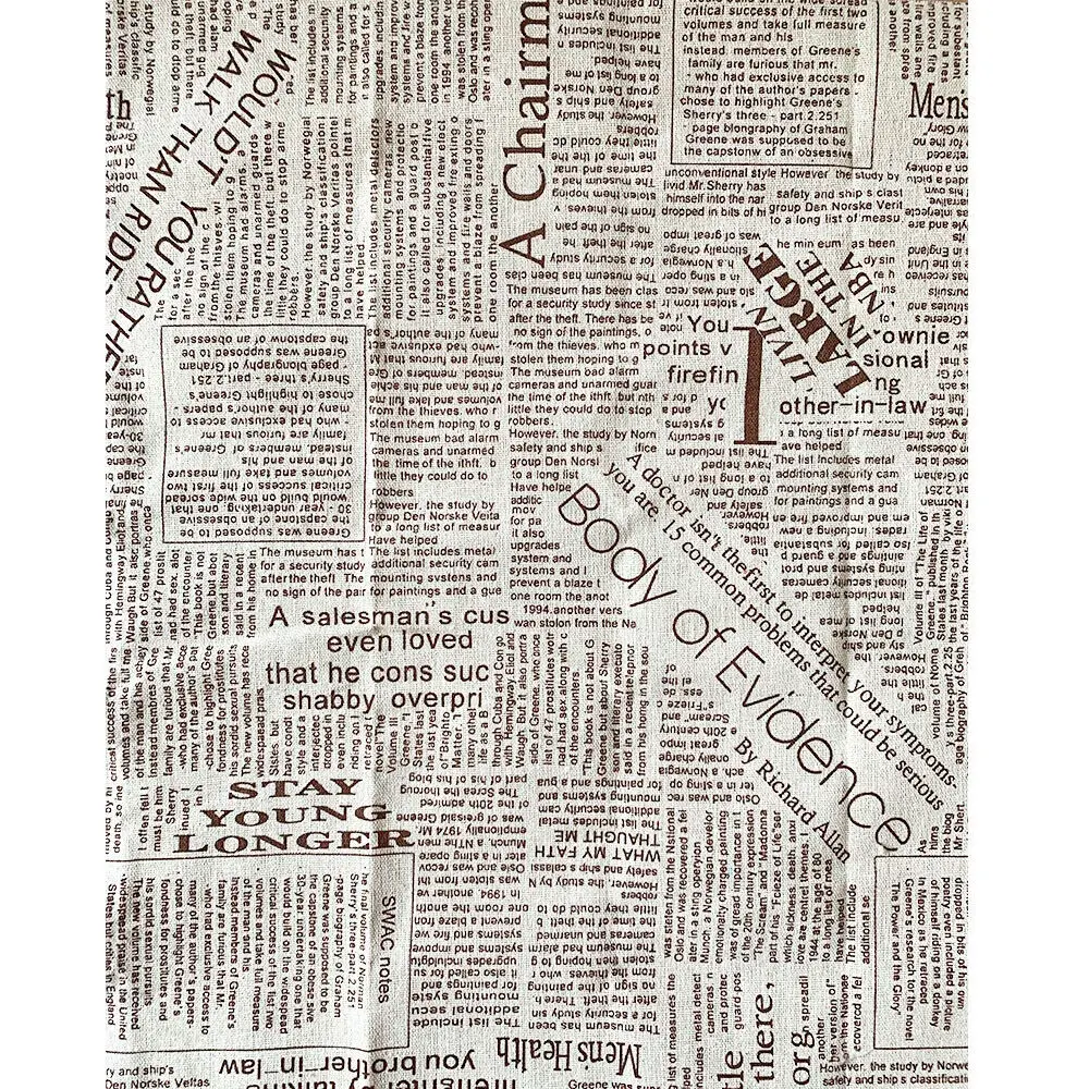 Newspaper Printed Fabric Quilting Cloth Cotton Linen For DIY Sewing Tablecloth Cushion Placemat Storage Bag Handicraft Materials