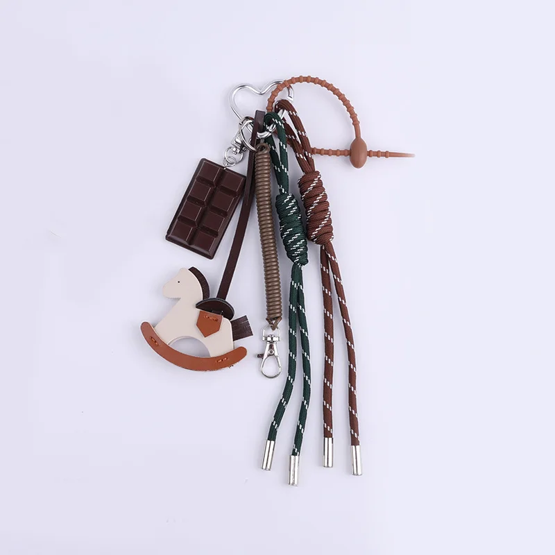 Chocolate Braided Rope Bag Decoration High-grade Keychain Trojan Horse Pendant For Phone Bag Accessories
