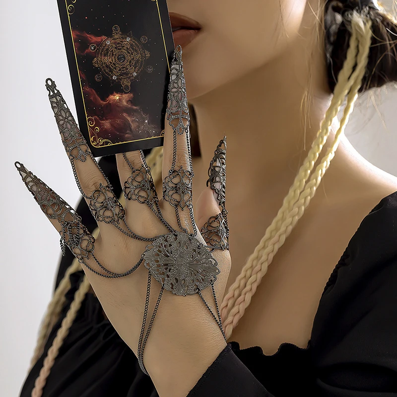 Nail Bracelet Punk Goth Dubai Indian Hollow Finger Wrist Chain